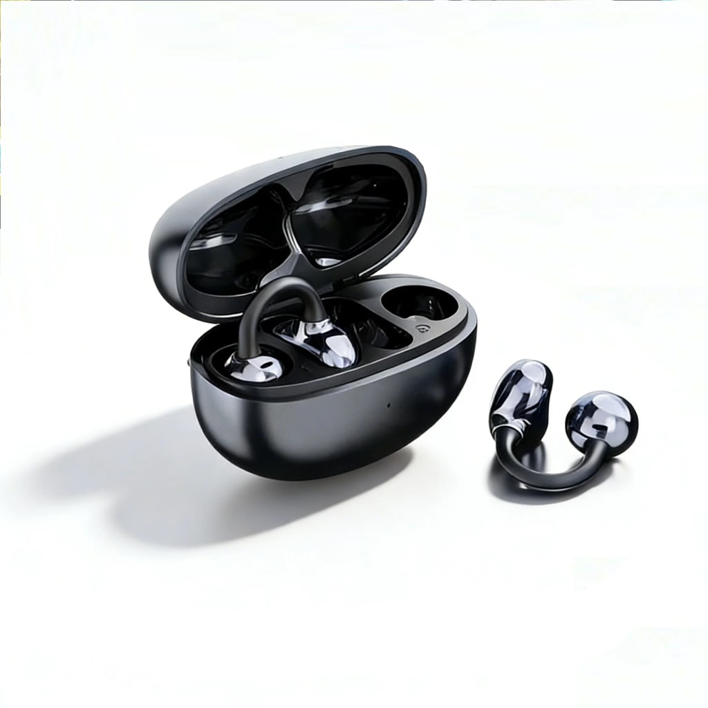 Ear Clip Earphone Wireless Bluetooth 5.4 Headphones Sports Noise Cancelling Secure Fit Long Battery Life With Mic Earbuds