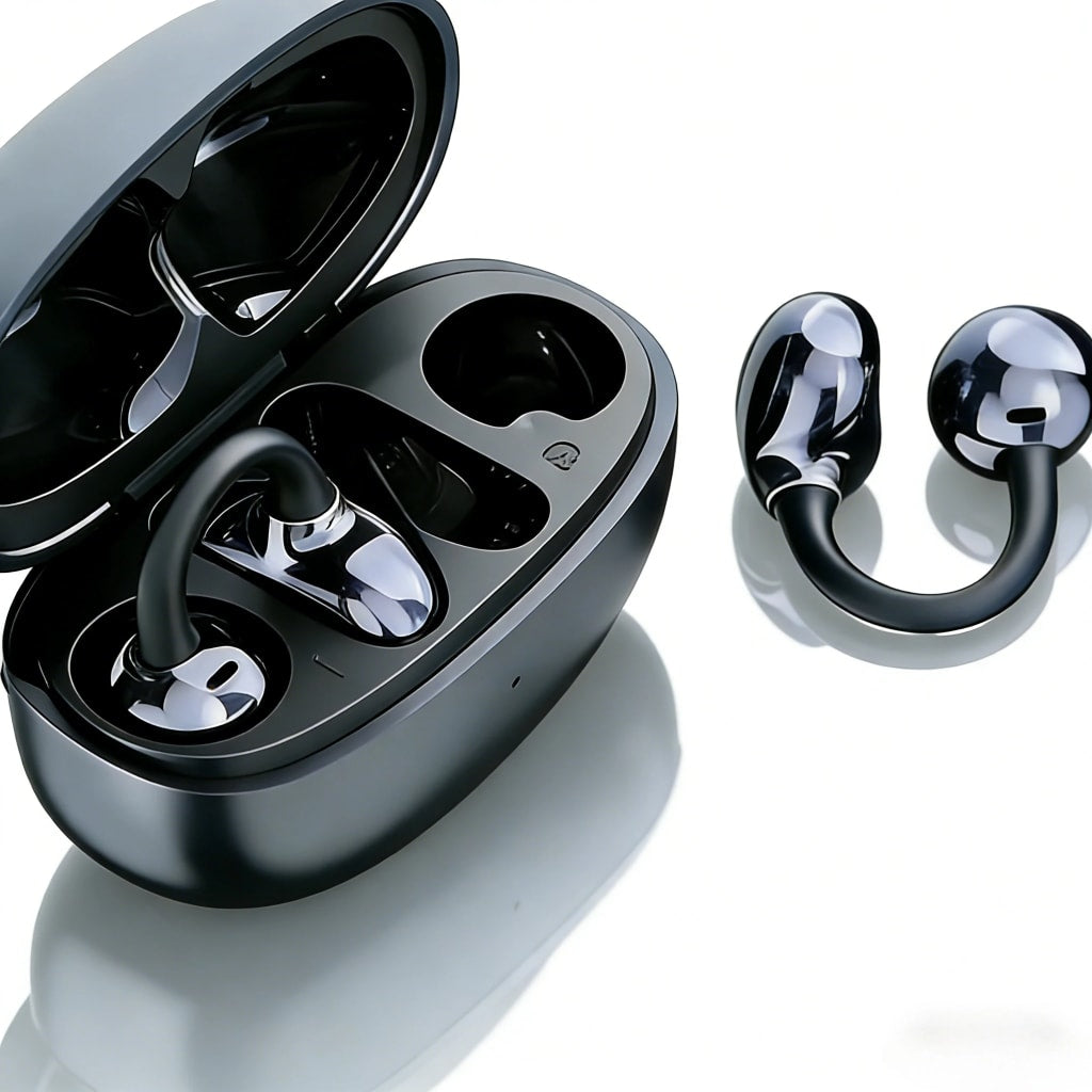 Ear Clip Earphone Wireless Bluetooth 5.4 Headphones Sports Noise Cancelling Secure Fit Long Battery Life With Mic Earbuds